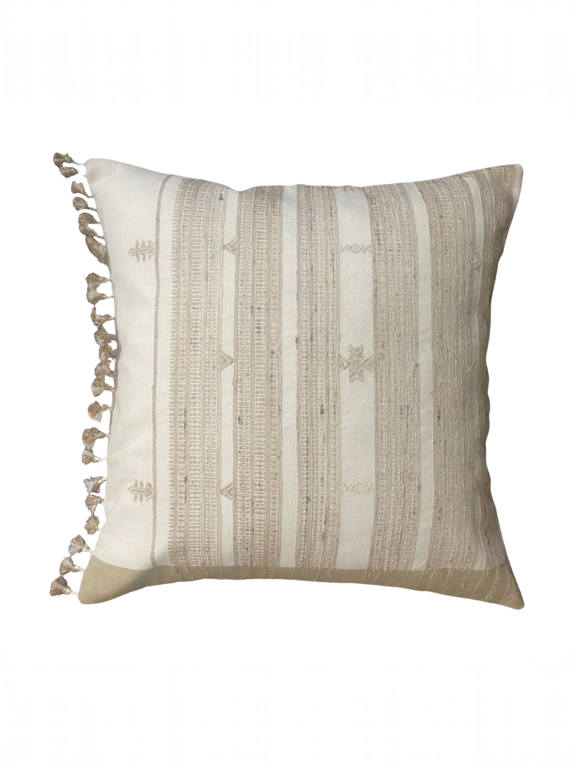 MALAI SILK CUSHION - BEIGE AND IVORY