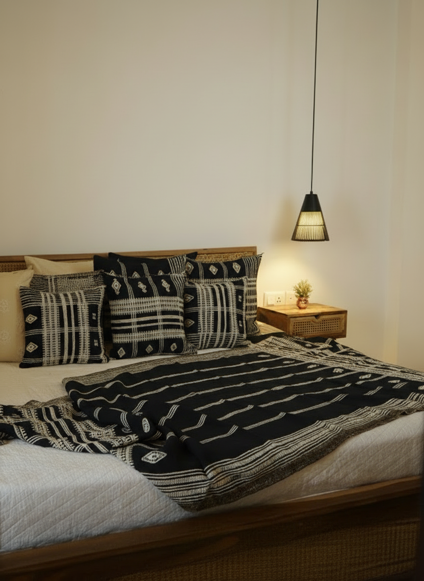 NOIR HANDWOVEN THROW - MONOCHROME