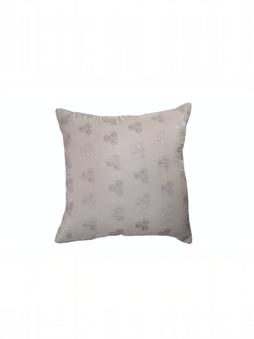 CHAND SILK CUSHION - CREAM AND SILVER