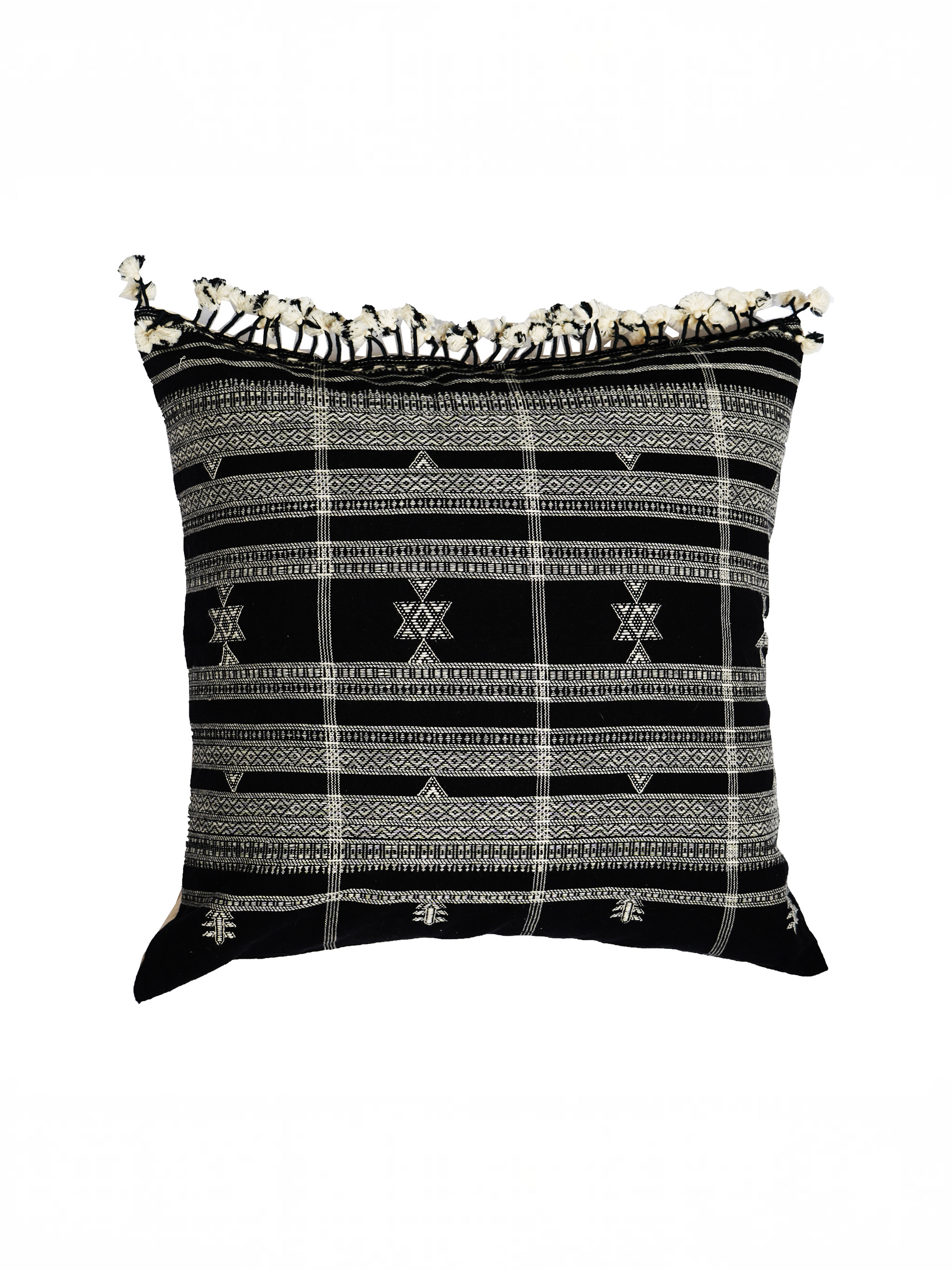 GEHRO TASSELED CUSHION- MONOCHROME