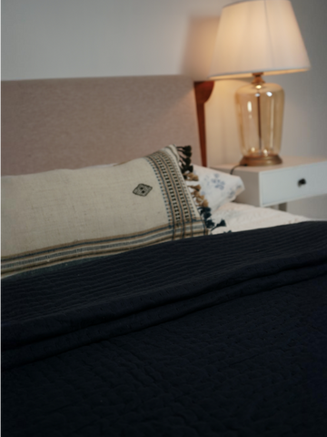 MIDNIGHT KANTHA QUILT - BLUE