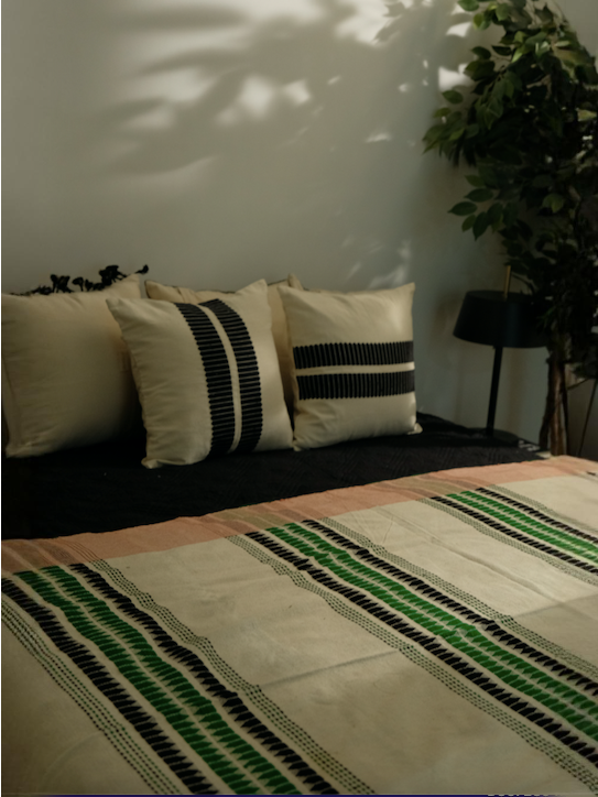 KEIBUL HANDWOVEN THROW - GREEN AND BLACK