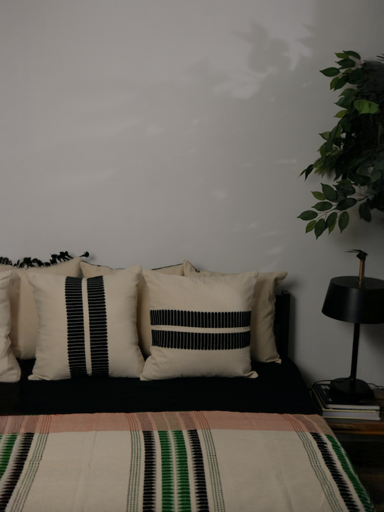 KEIBUL HANDWOVEN THROW - GREEN AND BLACK