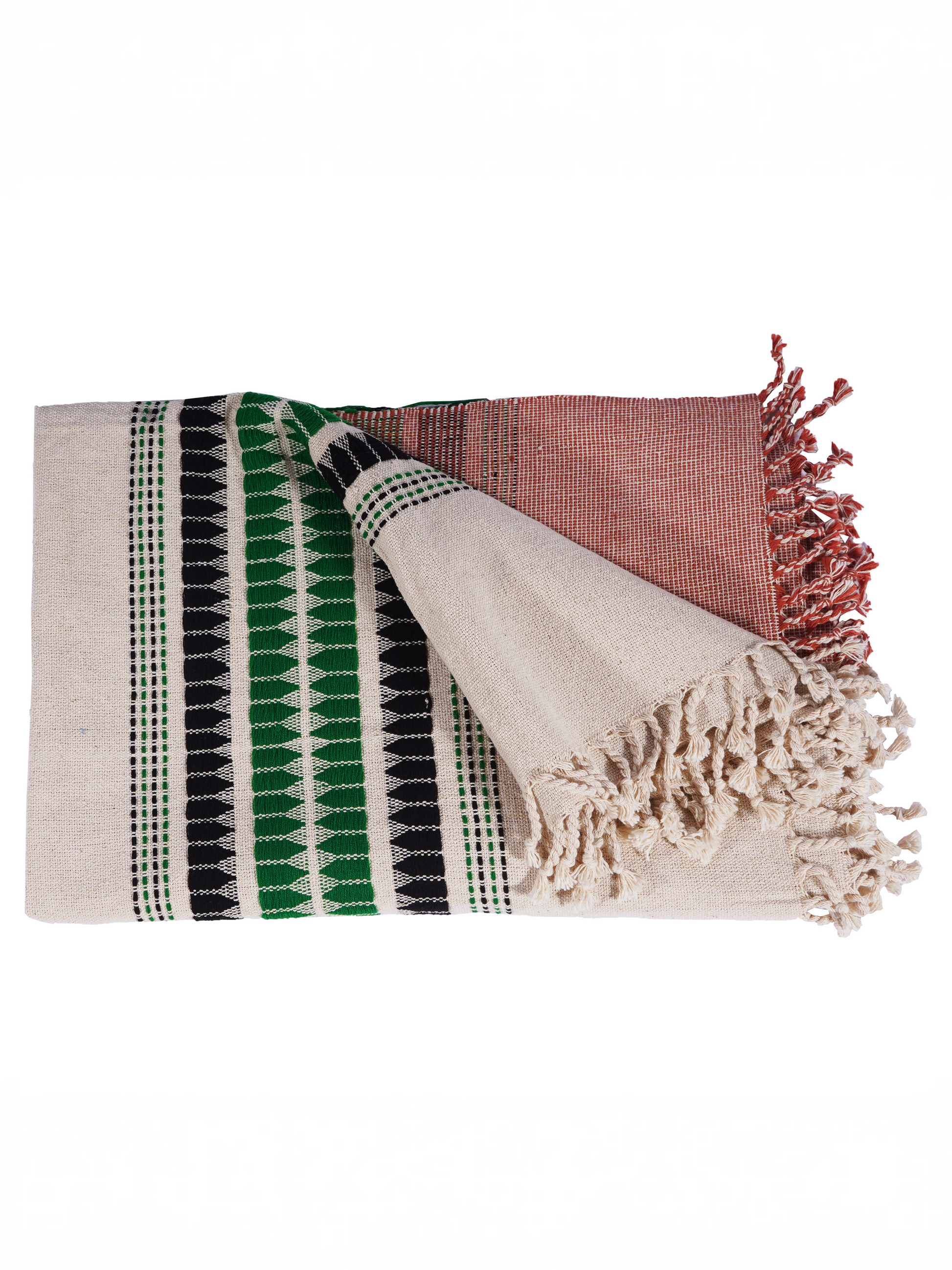 KEIBUL HANDWOVEN THROW - GREEN AND BLACK