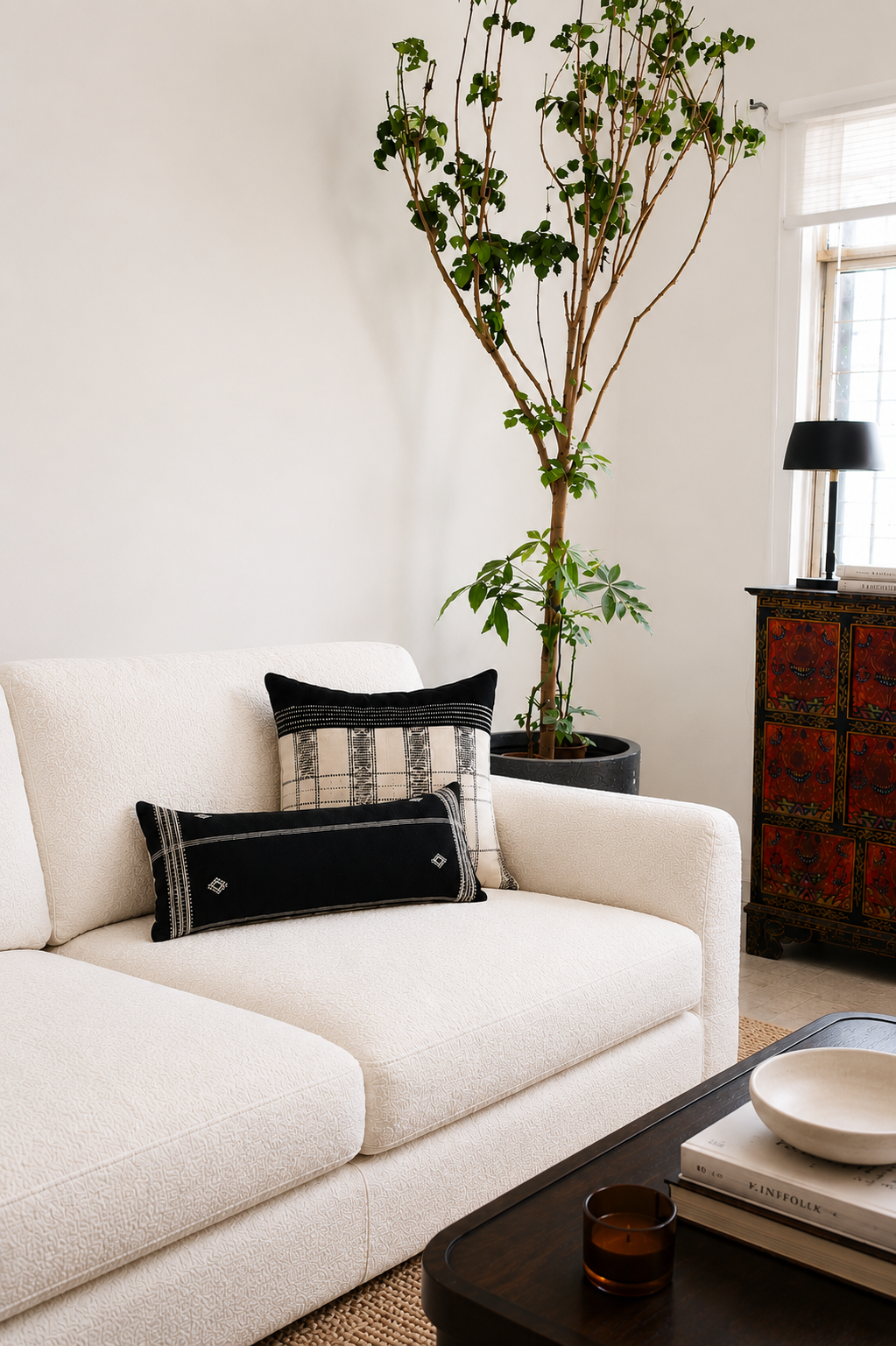 GRAPHITE HANDWOVEN LUMBAR - MONOCHROME