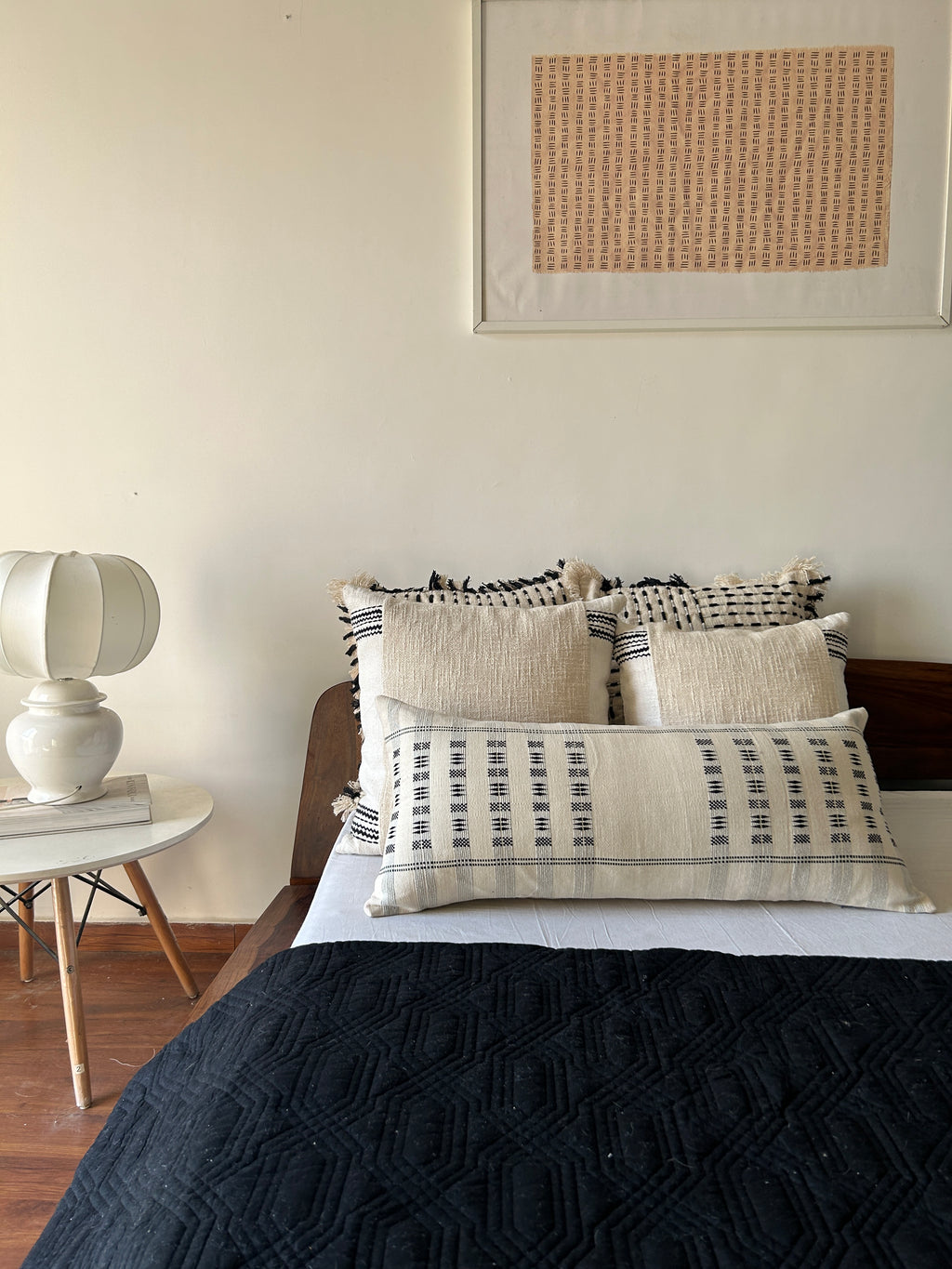 ABENI HANDWOVEN LUMBAR - MONOCHROME