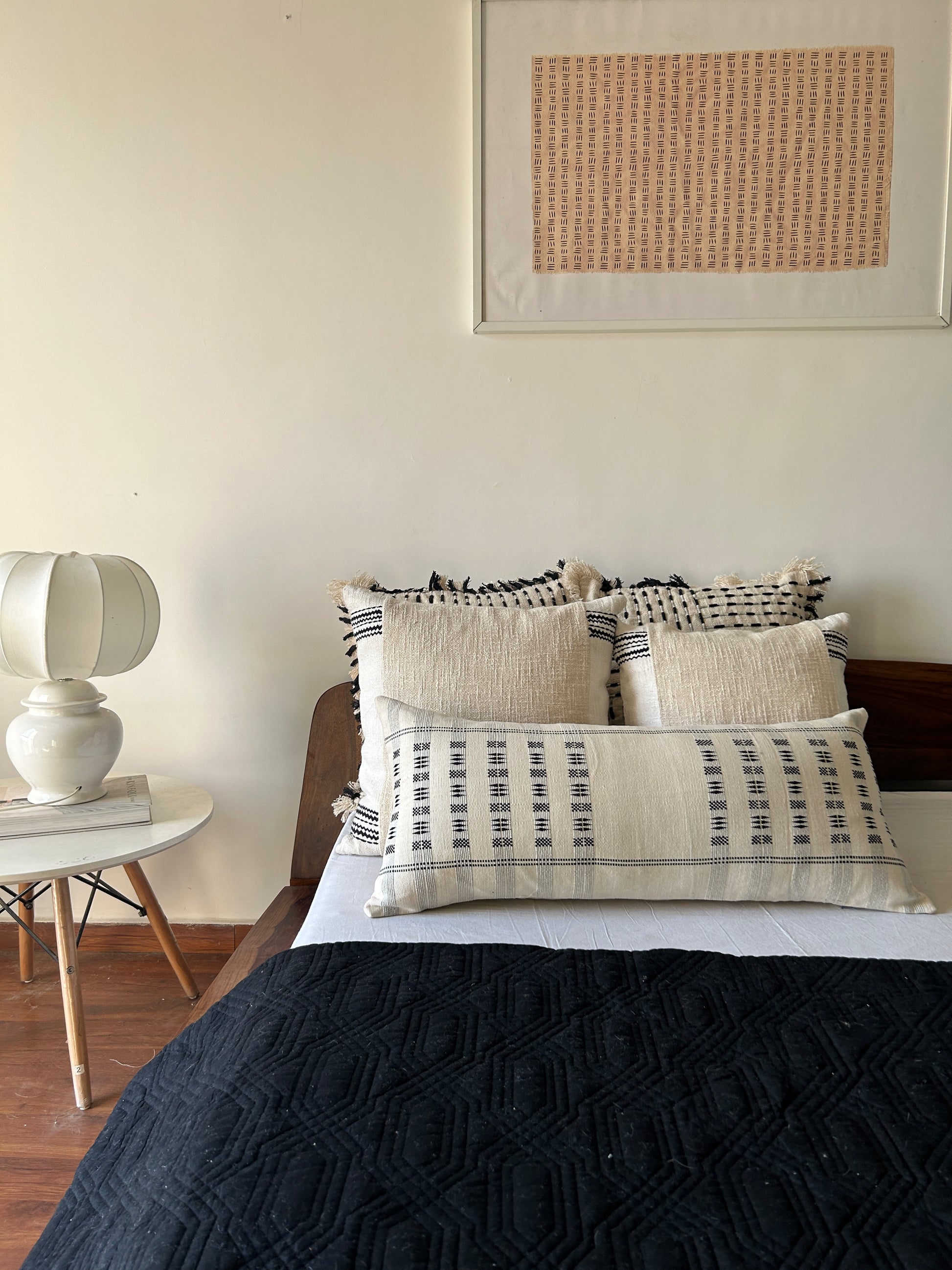 ABENI HANDWOVEN LUMBAR - MONOCHROME