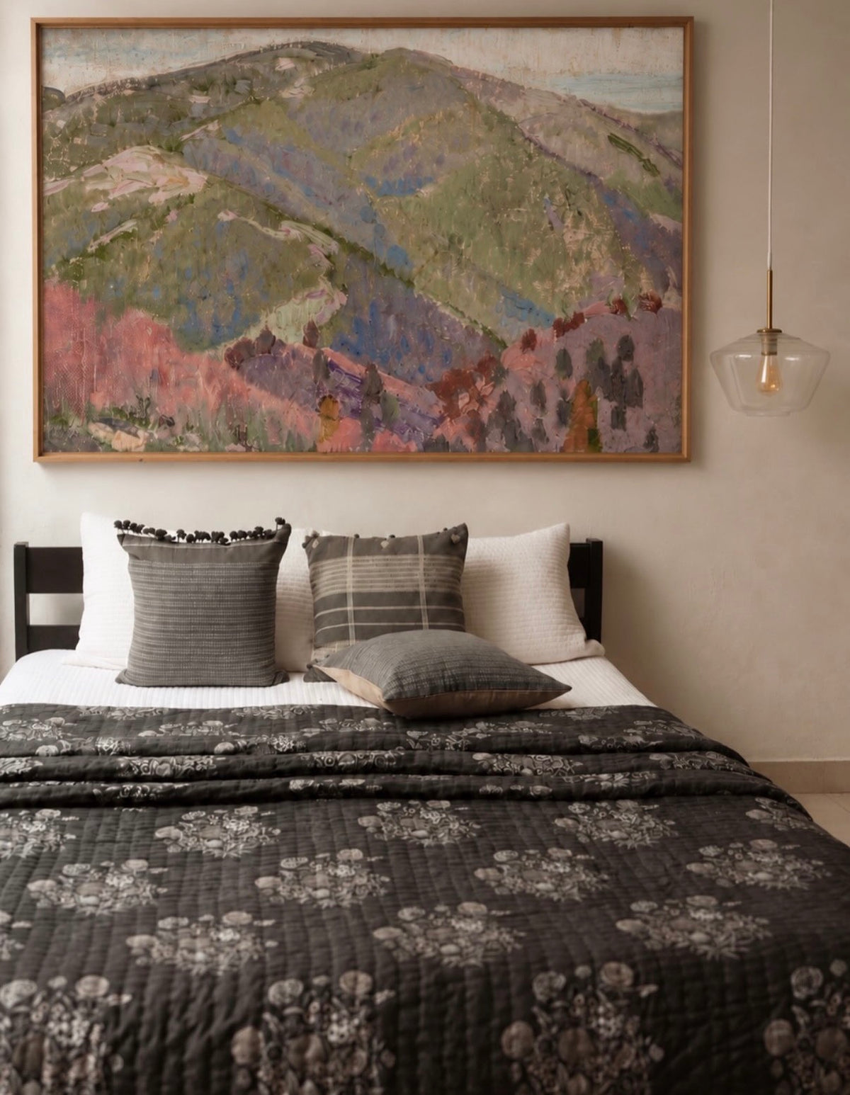 SLATE BOTANICAL PRINT QUILT - GREY
