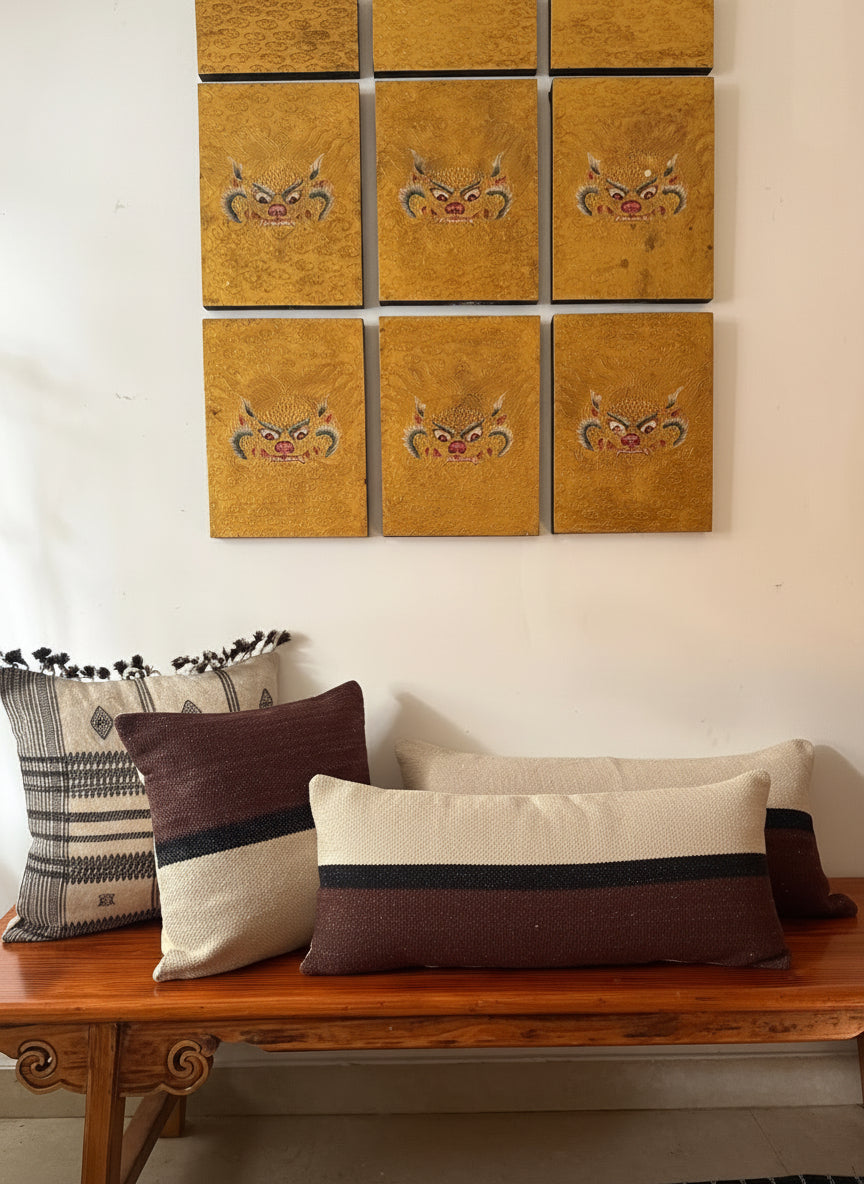 PECAN HANDWOVEN CUSHION - BROWN