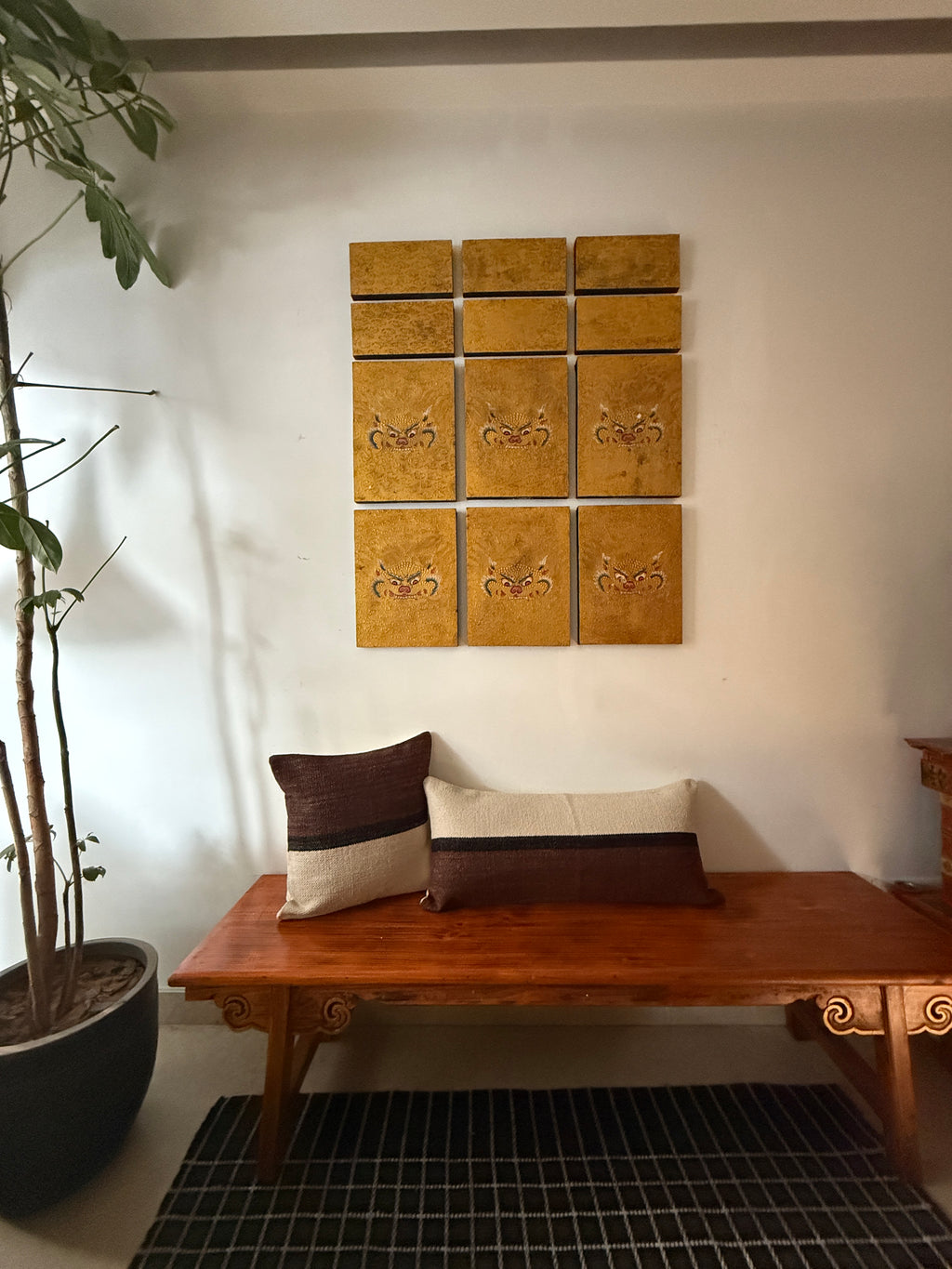 PECAN HANDWOVEN CUSHION - BROWN