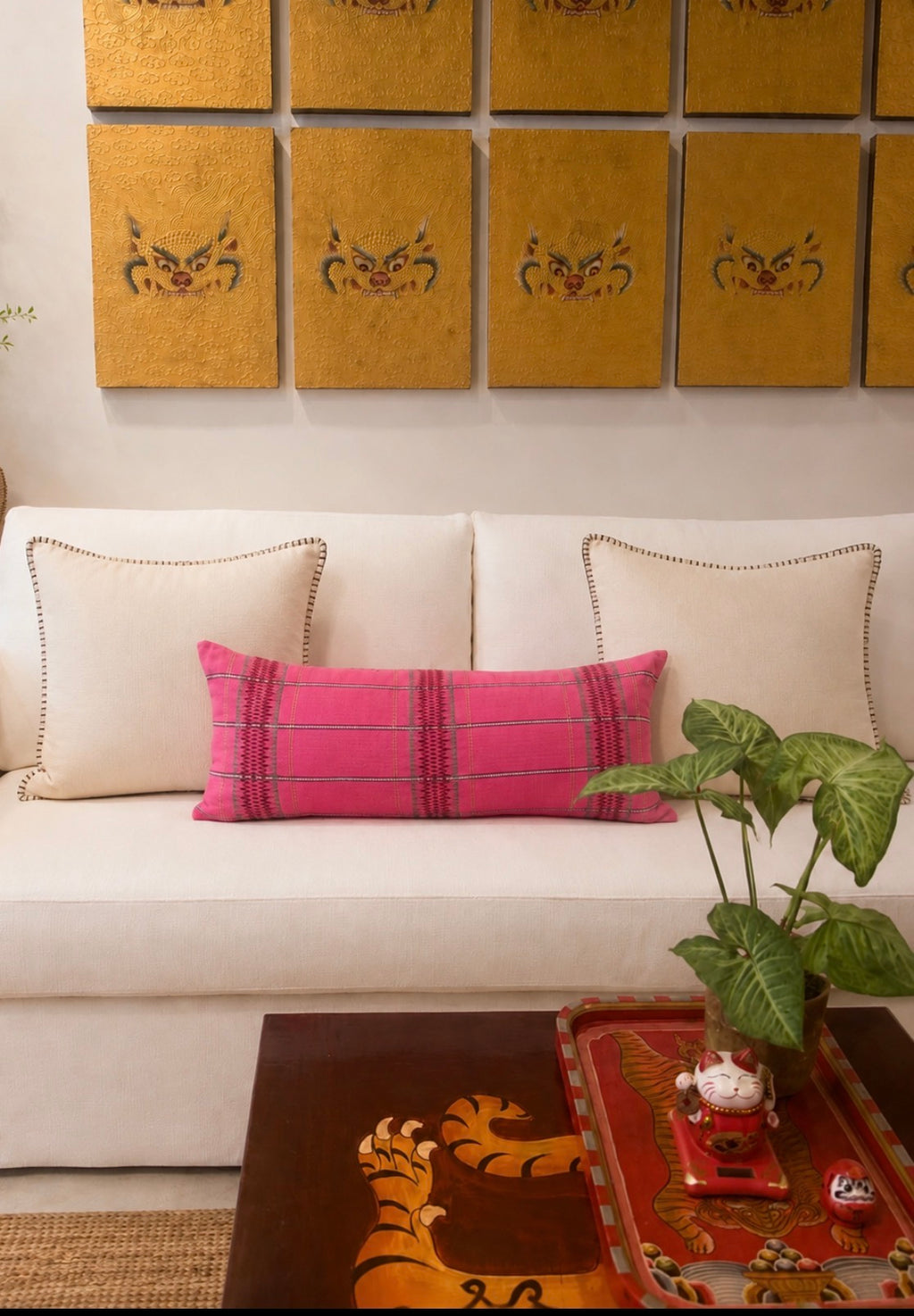 GULABI HANDWOVEN LUMBAR - LIGHT PINK