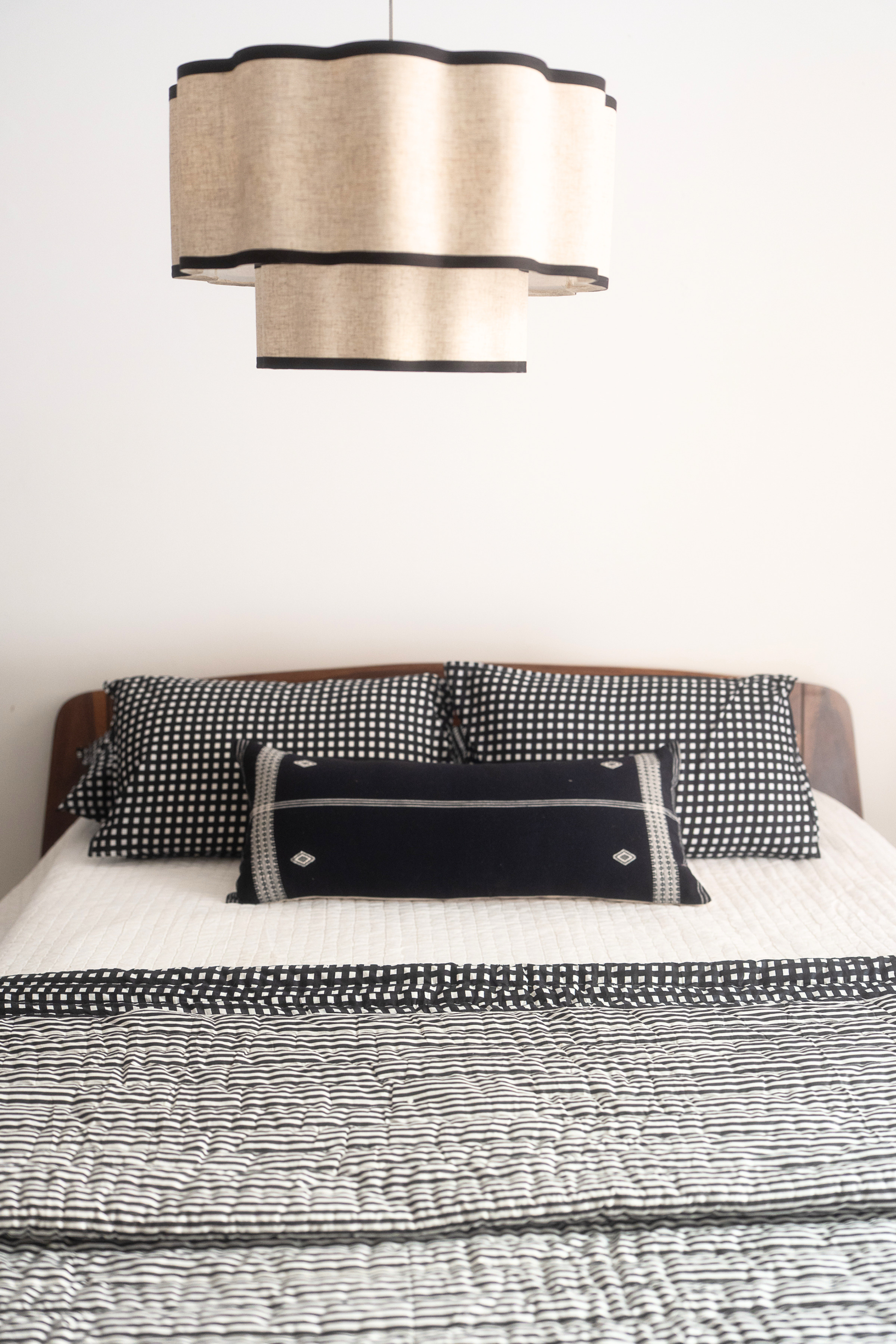 INK CHECK AND STRIPE REVERSIBLE QUILT SET - MONOCHROME