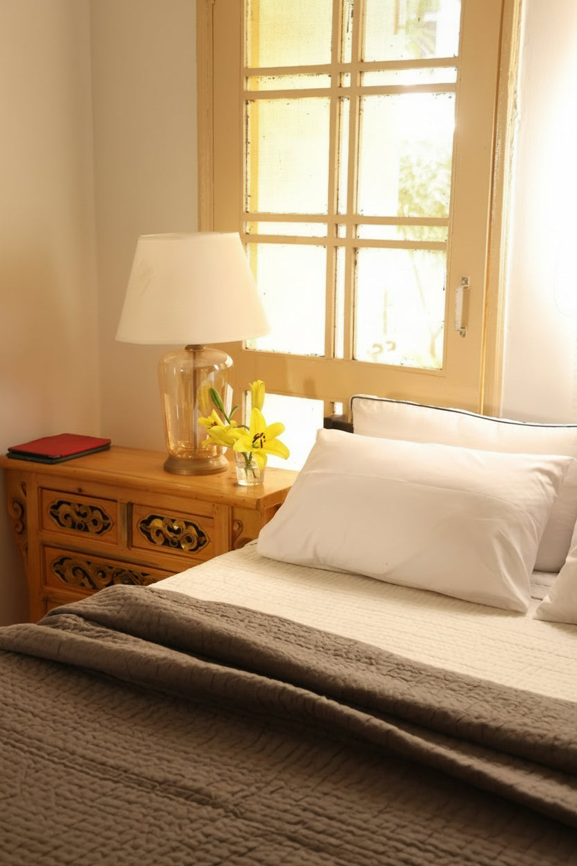 PEBBLE KANTHA QUILT - GREY