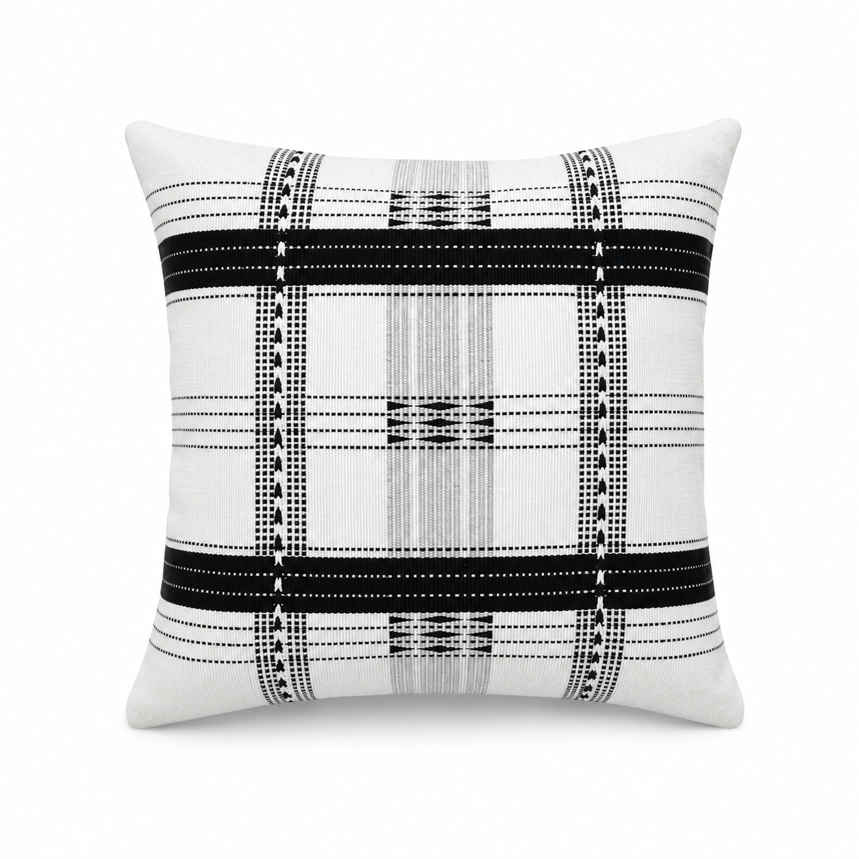 LATTICE HANDWOVEN CUSHION - BLACK AND WHITE