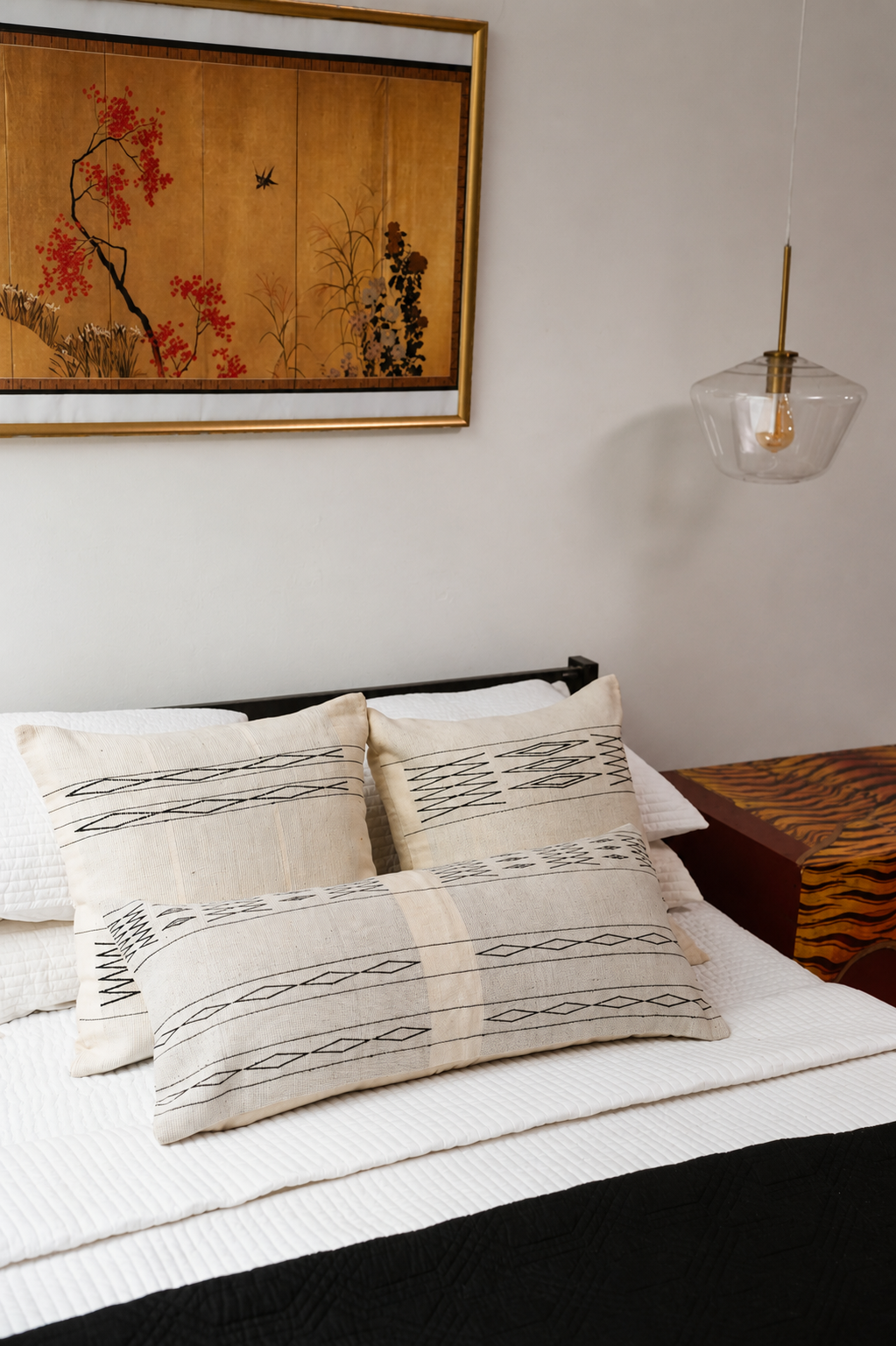 MER HANDWOVEN CUSHION - MONOCHROME