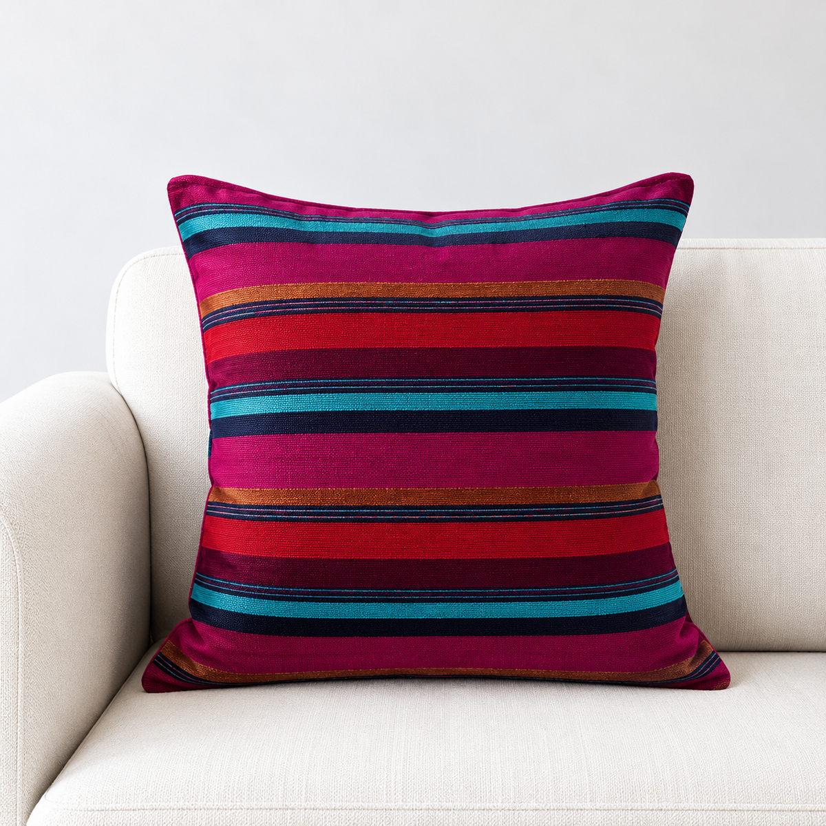 RANGREZ STRIPED CUSHION - COLORFUL BASE