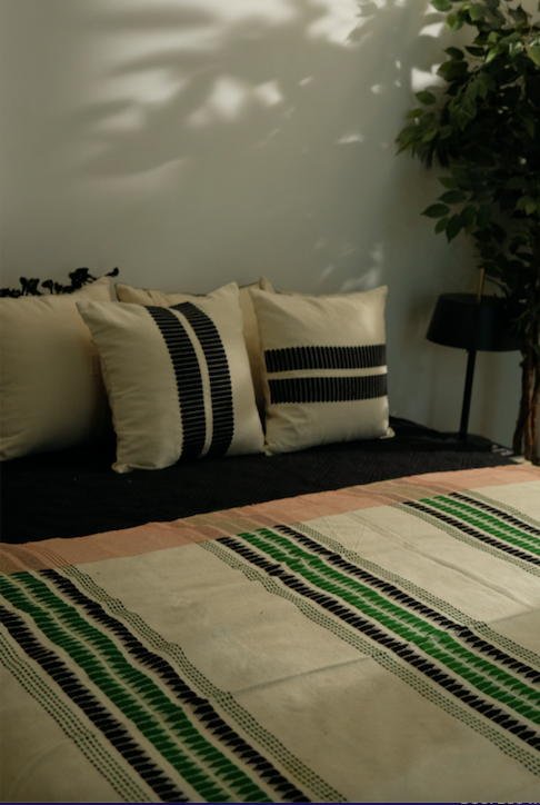 KEIBUL HANDWOVEN THROW - GREEN AND BLACK