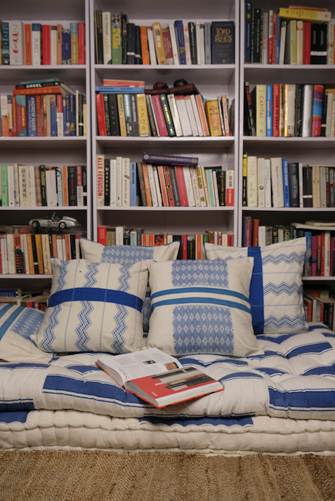 MIRA HANDWOVEN CUSHION - BLUE