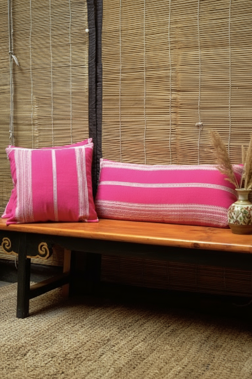 GULABI HANDWOVEN CUSHION - FUCHSIA PINK