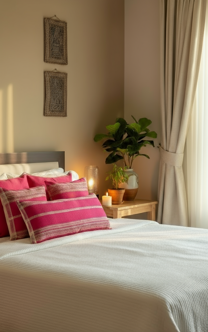 GULABI HANDWOVEN CUSHION - FUCHSIA PINK