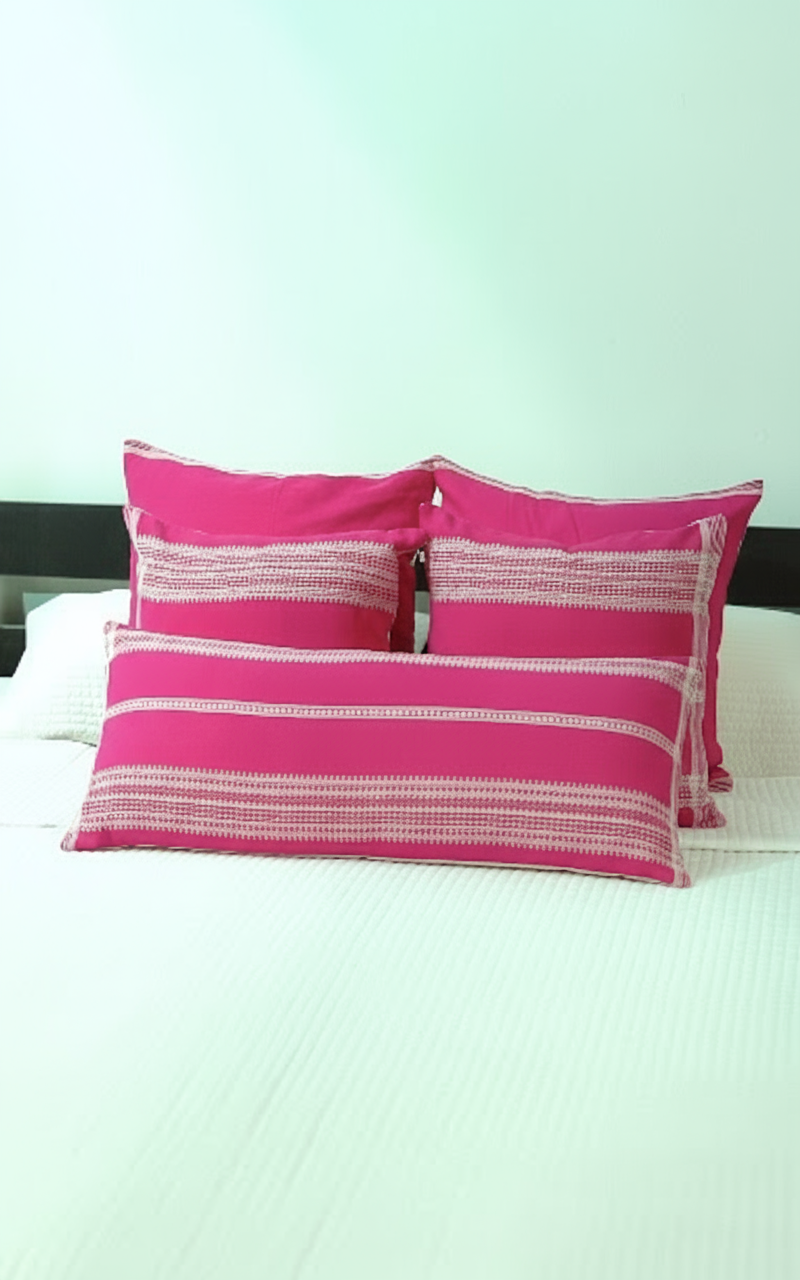 GULABI HANDWOVEN CUSHION - FUCHSIA PINK