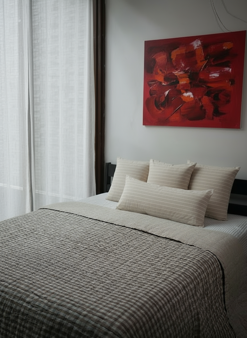 DORA GINGHAM QUILT - IVORY