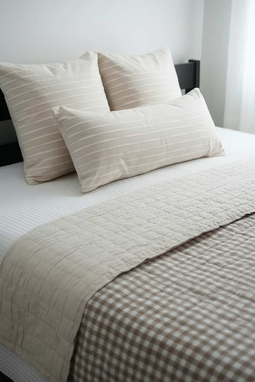 DORA GINGHAM QUILT - IVORY