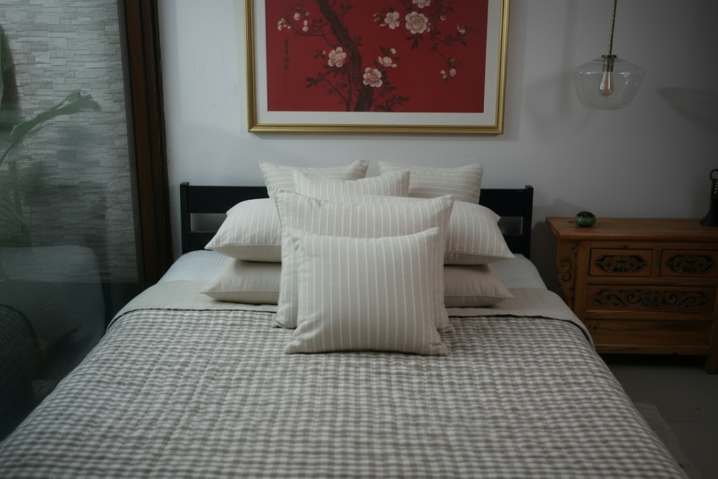 DORA GINGHAM QUILT - IVORY