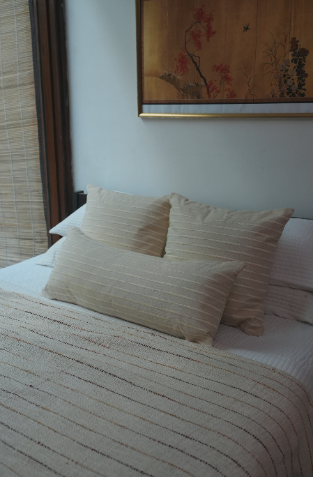 SUNEHRI HAND-LOOMED THROW - BROWN AND MUSTARD LINES