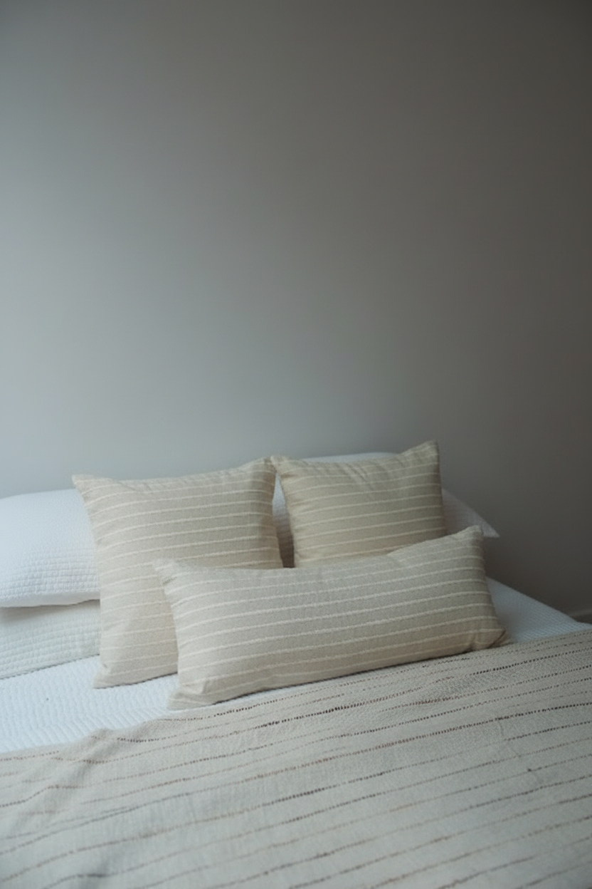 SUNEHRI HAND-LOOMED THROW - BROWN AND MUSTARD LINES