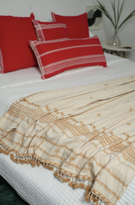 SAAJ HANDWOVEN THROW - BEIGE AND BROWN