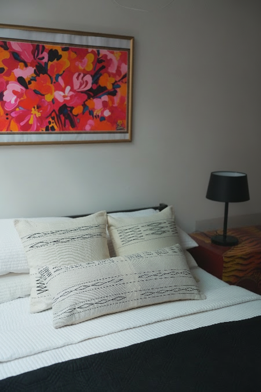 MER HANDWOVEN CUSHION - MONOCHROME