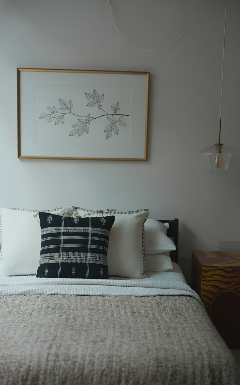 MIRI HANDWOVEN CUSHION - MONOCHROME