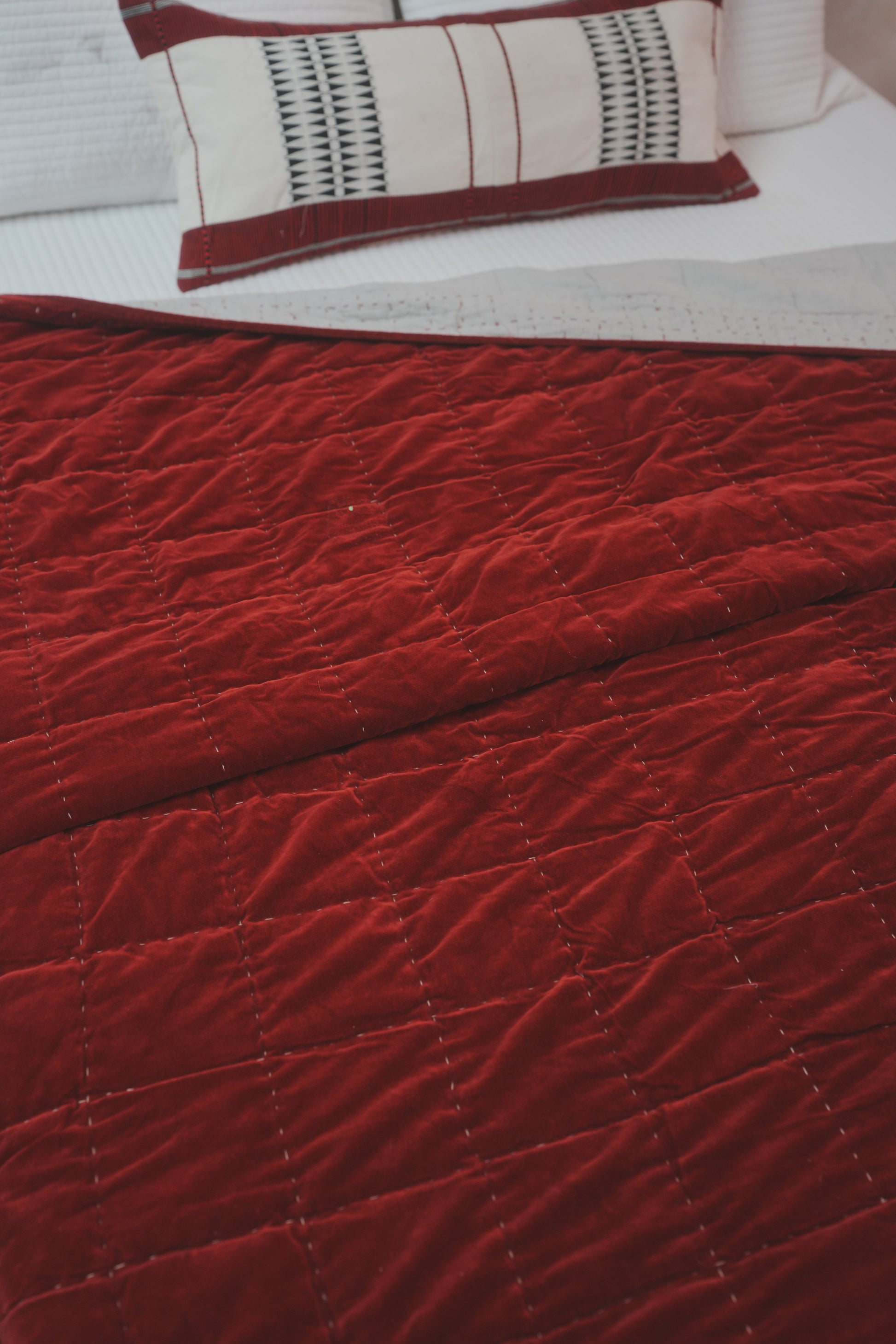 PRUNE SUEDE KING SIZE QUILT - PLUM RED