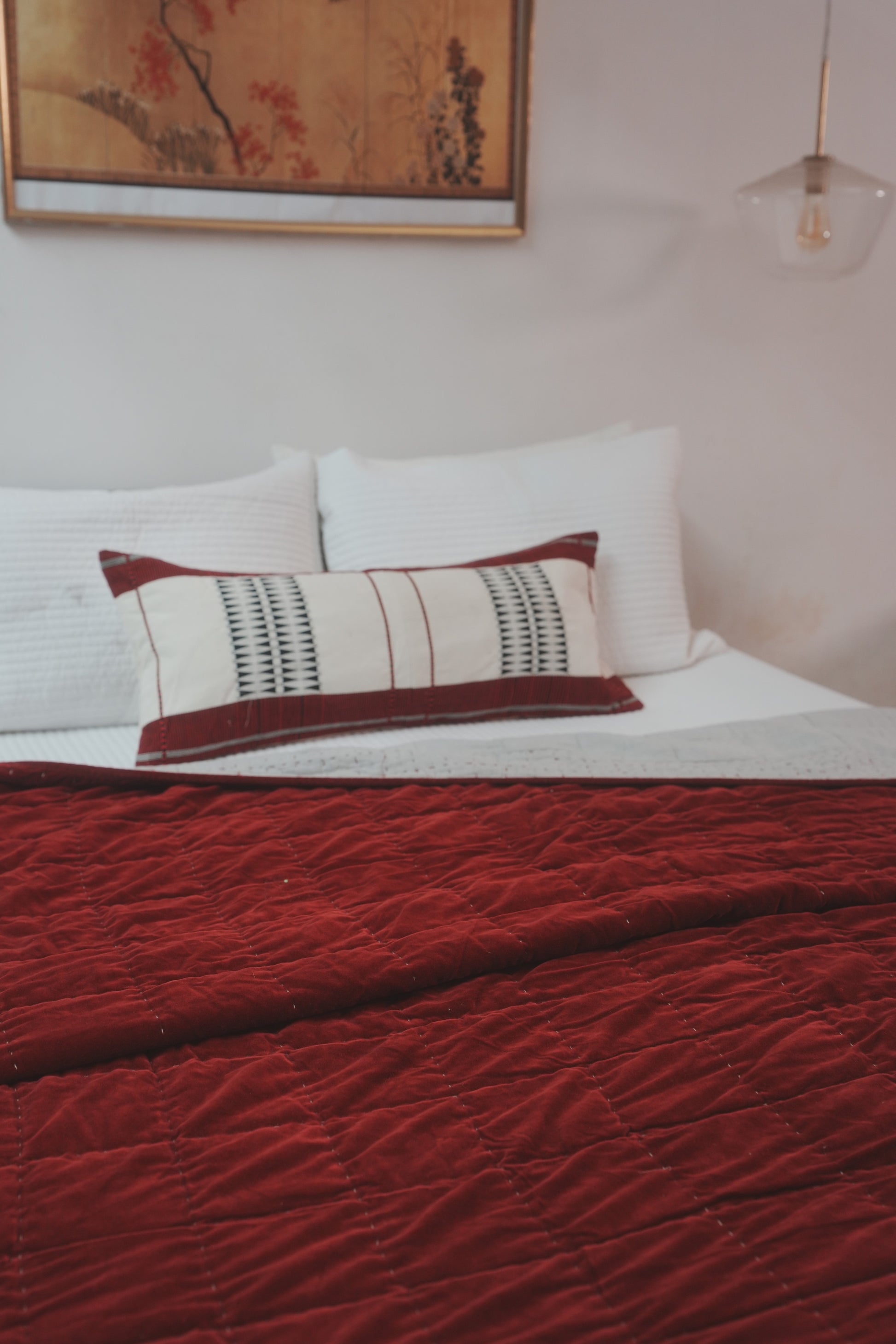 PRUNE SUEDE KING SIZE QUILT - PLUM RED