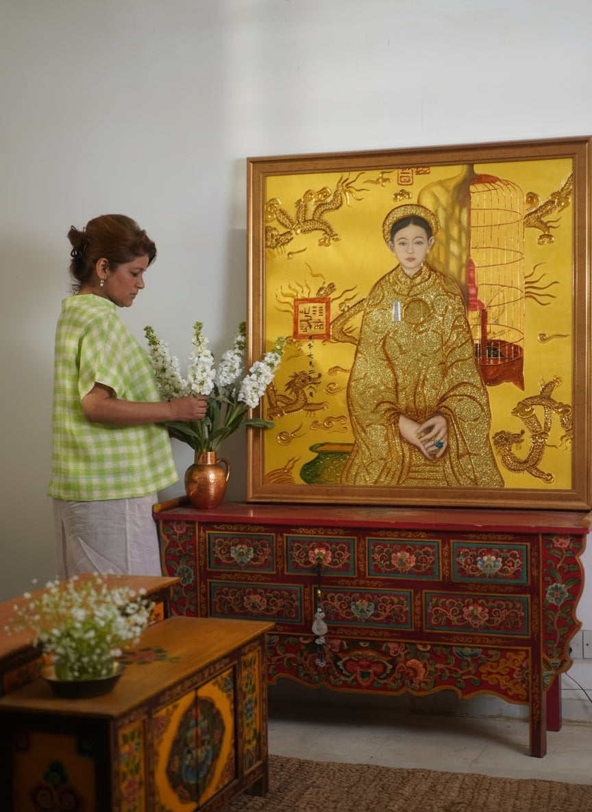 PEMA HANDMADE CONSOLE TABLE - RED