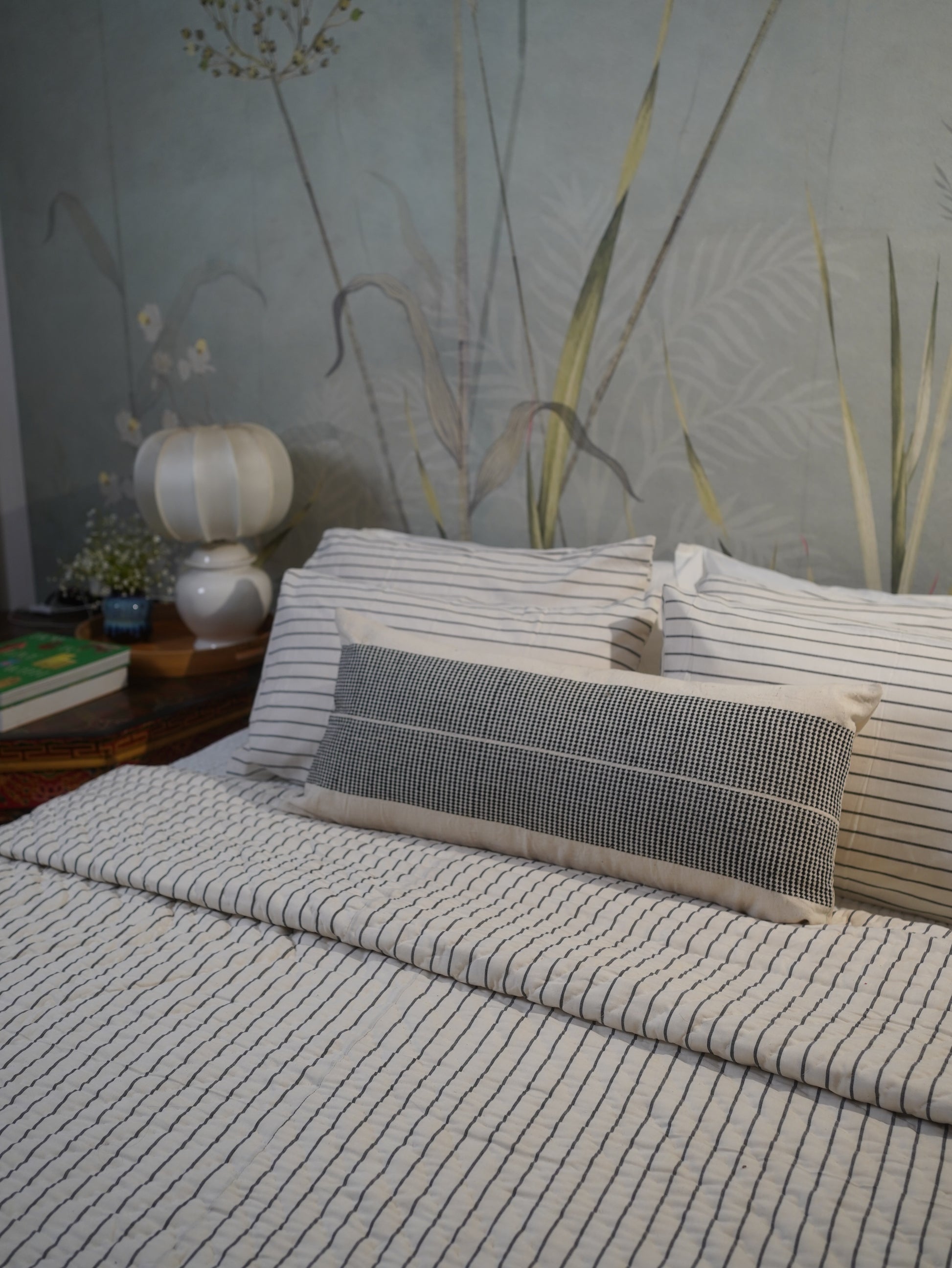 VARSHA HANDWOVEN LUMBAR - MONOCHROME
