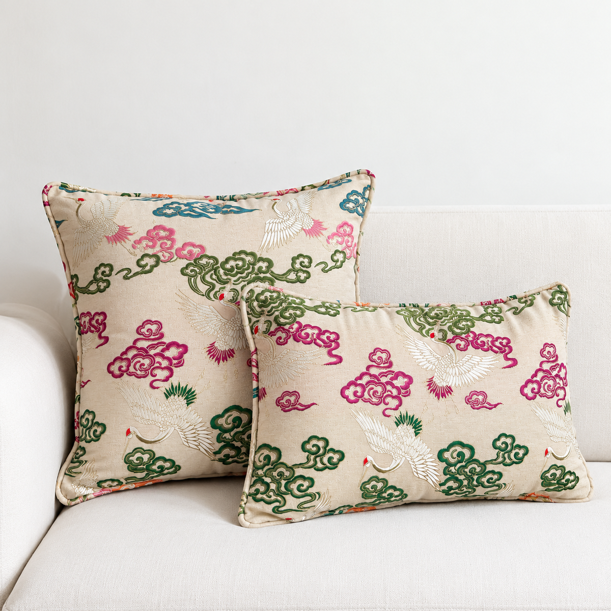VYOMA CELESTIAL SILK BROCADE  CUSHION - IVORY BASE