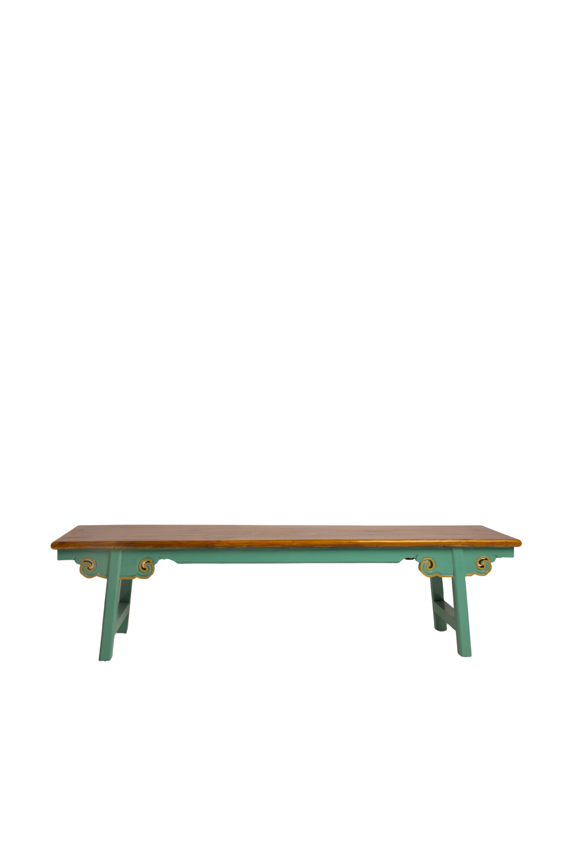 HAND-CARVED  CLOUD BENCH - BLUE GREEN