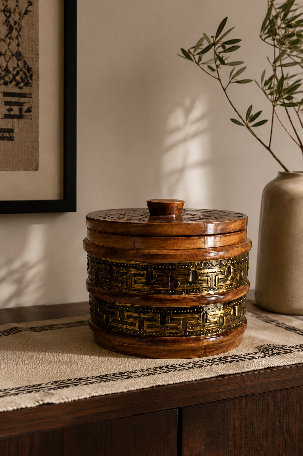 ZEMU WOODEN BOX - WOOD WITH BRASS DETAILING