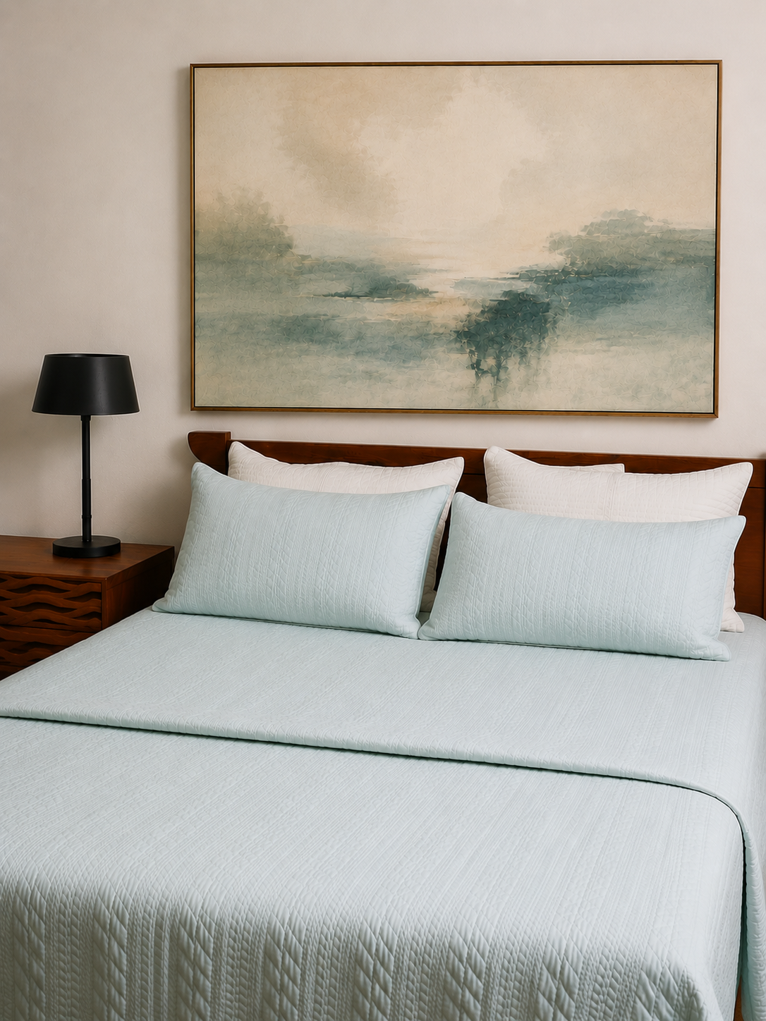 AQUA QUILT SET - CELADON BLUE