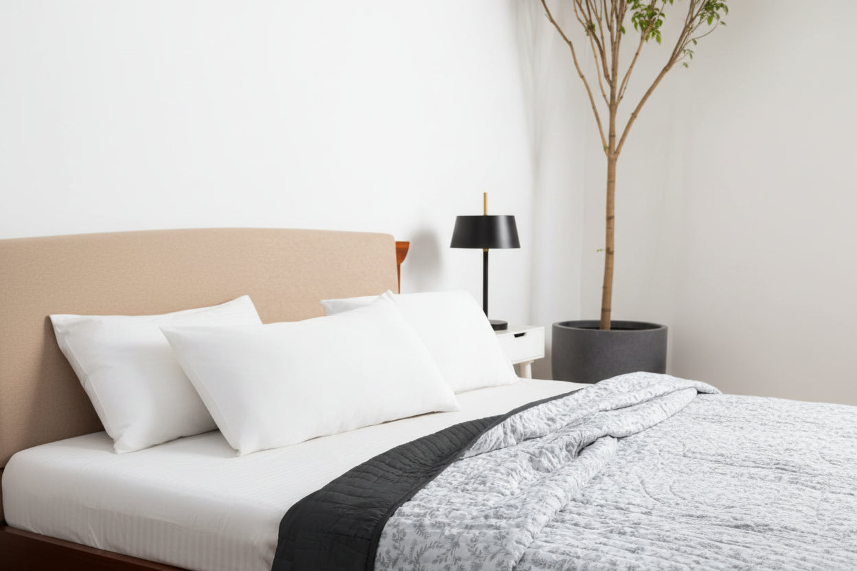 CHAAYA REVERSIBLE QUEEN SIZE QUILT - CHARCOAL GREY BLACK