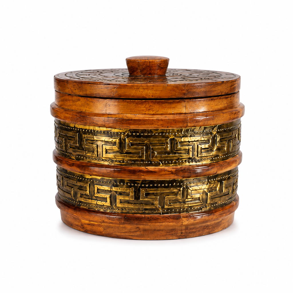 ZEMU WOODEN BOX - WOOD WITH BRASS DETAILING