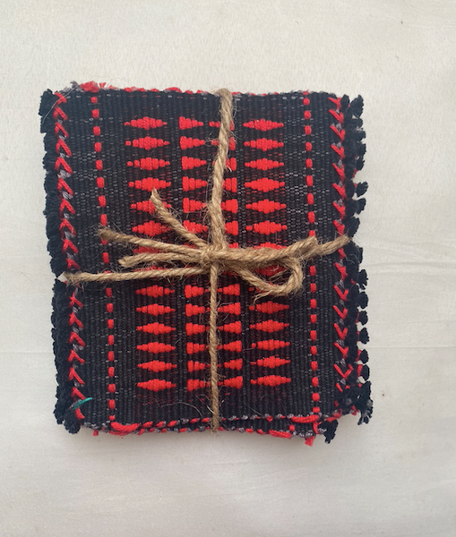 AKU HANDWOVEN COASTERS | RED AND BLACK