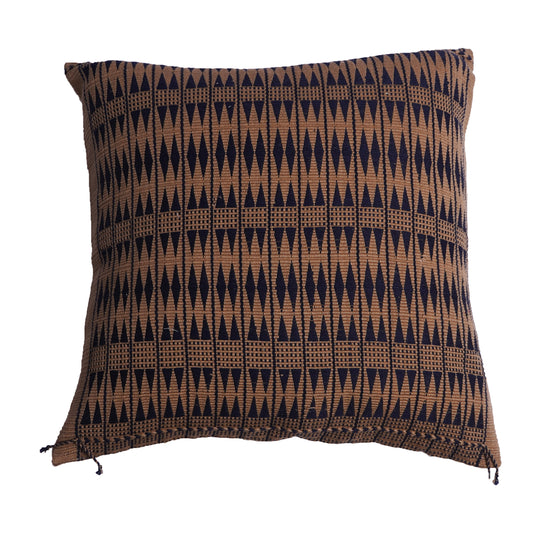 TARA HANDWOVEN CUSHION - NAVY BLUE AND BEIGE